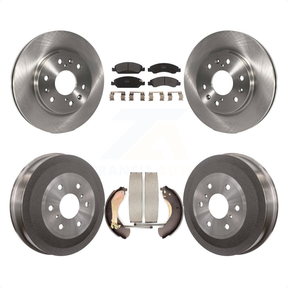 Front Rear Disc Brake Rotors Semi-Metallic Pads And Drum Kit For 2009-2009 Chevrolet Silverado 1500 GMC Sierra Except Vehicles Using Hold Down Pins K8F-103335 by Transit Auto