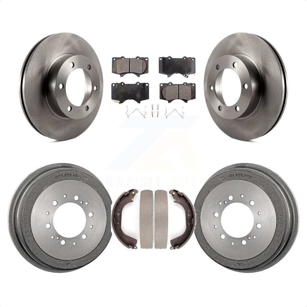 Front Rear Disc Brake Rotors Semi-Metallic Pads And Drum Kit For 2000-2002 Toyota Tundra 5.3" Plate Length K8F-103358 by Transit Auto