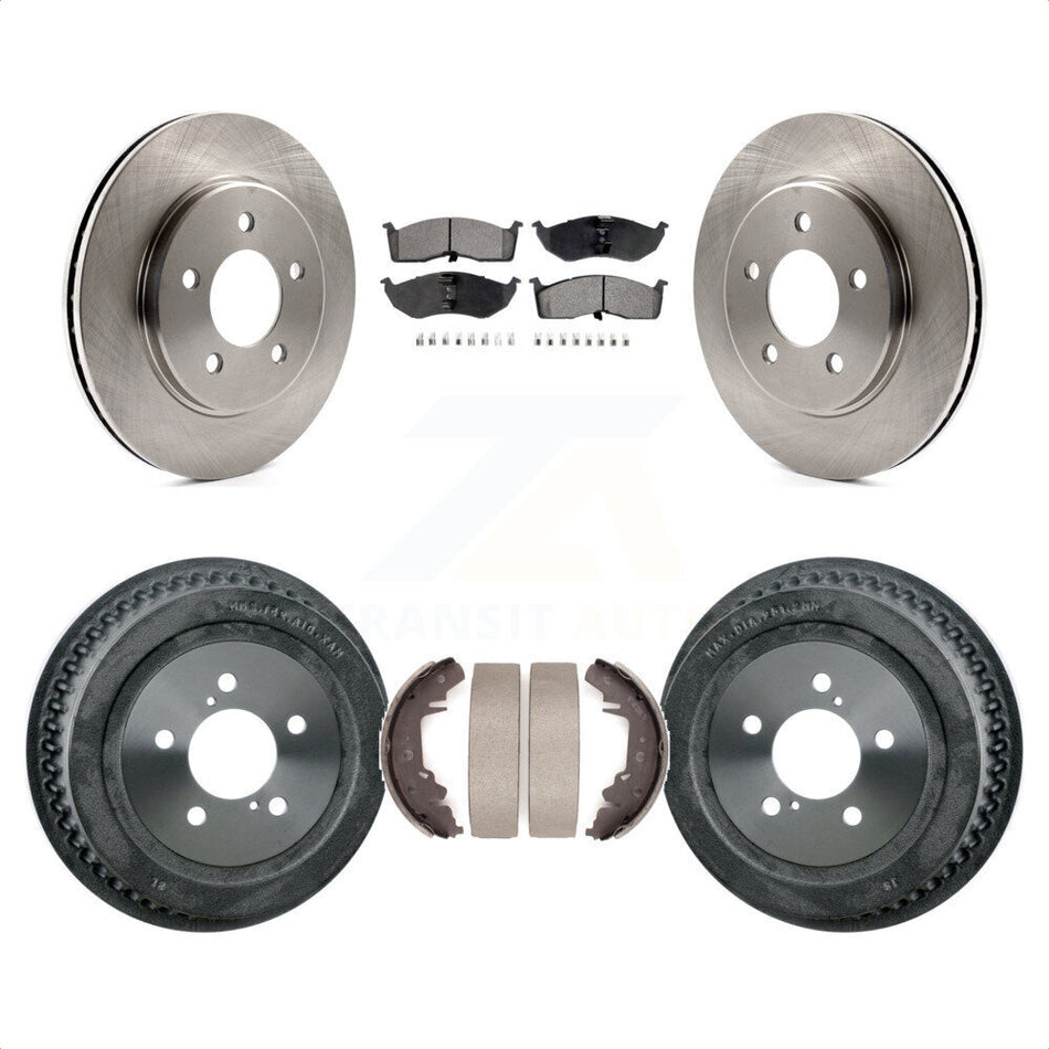 Front Rear Disc Brake Rotors Semi-Metallic Pads And Drum Kit For Dodge Grand Caravan Chrysler Town & Country Plymouth Voyager K8F-103377 by Transit Auto