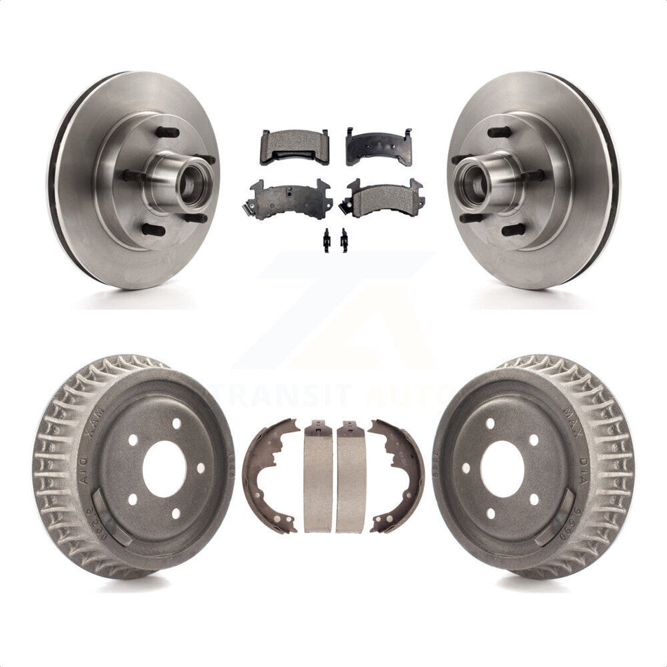 Front Rear Disc Brake Rotors Hub Assembly Semi-Metallic Pads And Drum Kit For Chevrolet S10 GMC Sonoma Jimmy Blazer K8F-103390 by Transit Auto