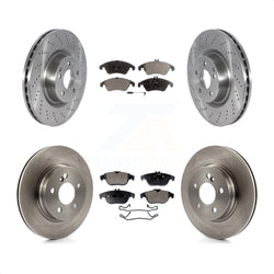 Front Rear Disc Brake Rotors And Semi-Metallic Pads Kit For 2010-2011 Mercedes-Benz E550 Coupe With 300mm Diameter Rotor K8F-103510