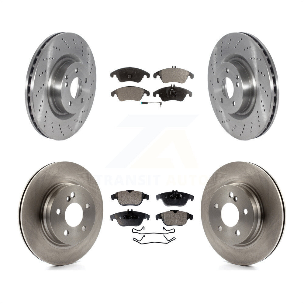 Front Rear Disc Brake Rotors And Semi-Metallic Pads Kit For 2010-2011 Mercedes-Benz E550 Coupe With 300mm Diameter Rotor K8F-103510 by Transit Auto