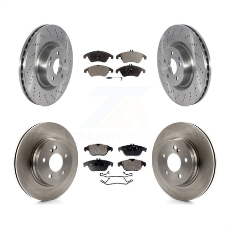 Front Rear Disc Brake Rotors And Semi-Metallic Pads Kit For 2010-2011 Mercedes-Benz E550 Coupe With 300mm Diameter Rotor K8F-103510 by Transit Auto