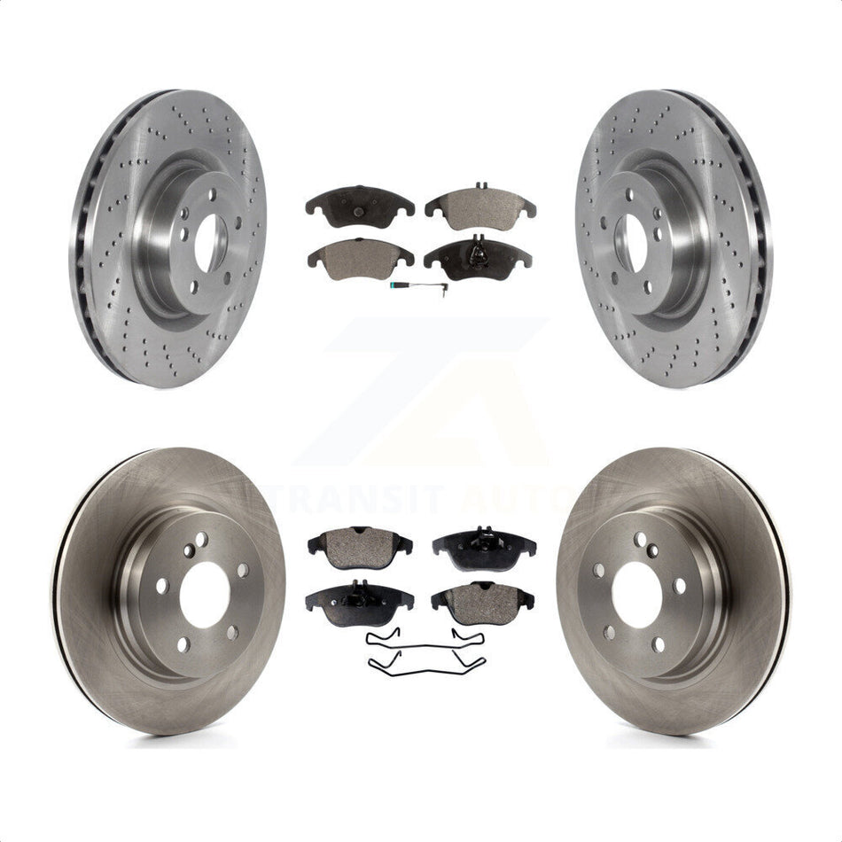 Front Rear Disc Brake Rotors And Semi-Metallic Pads Kit For 2010-2011 Mercedes-Benz E550 Coupe With 300mm Diameter Rotor K8F-103510 by Transit Auto