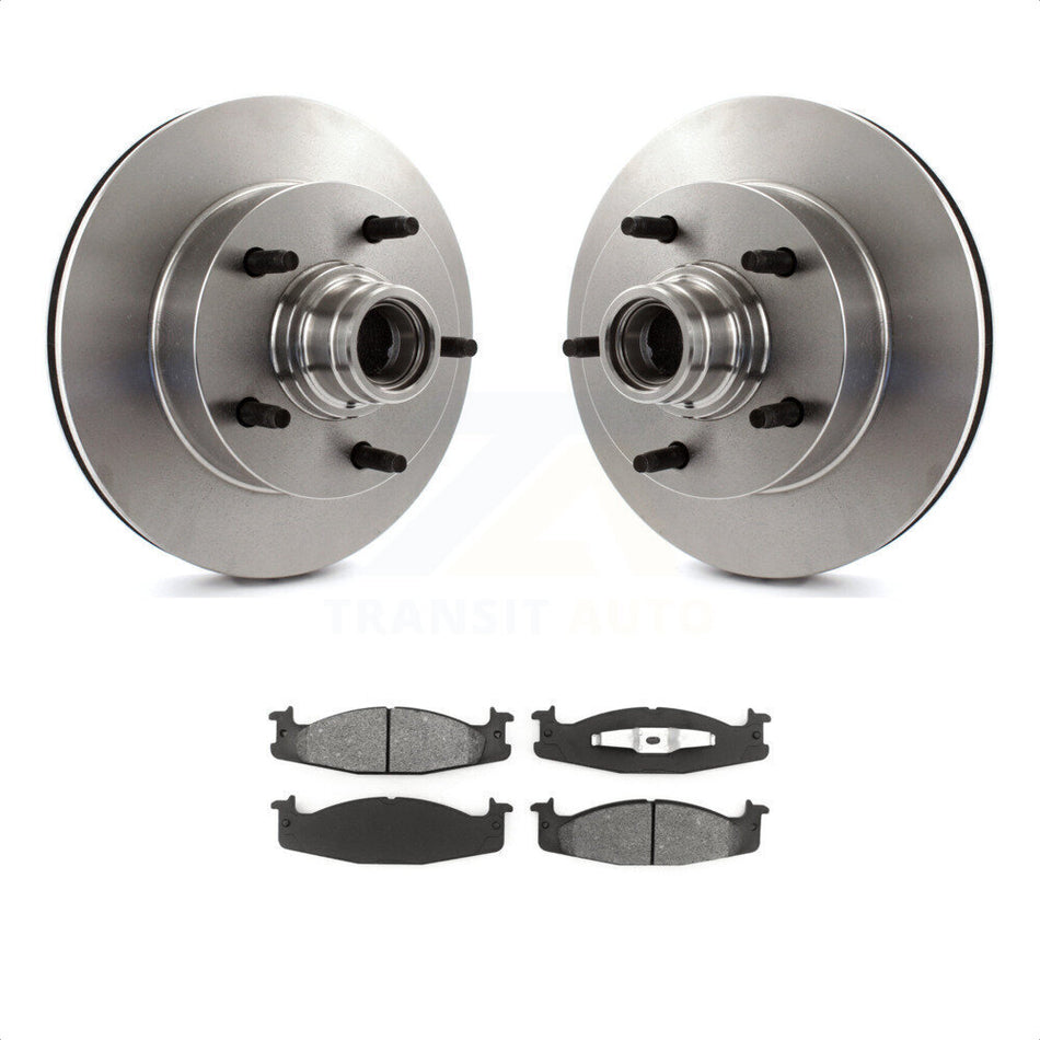 Front Disc Brake Rotors Hub Assembly And Semi-Metallic Pads Kit For Ford F-150 E-150 Econoline K8S-100696 by Transit Auto