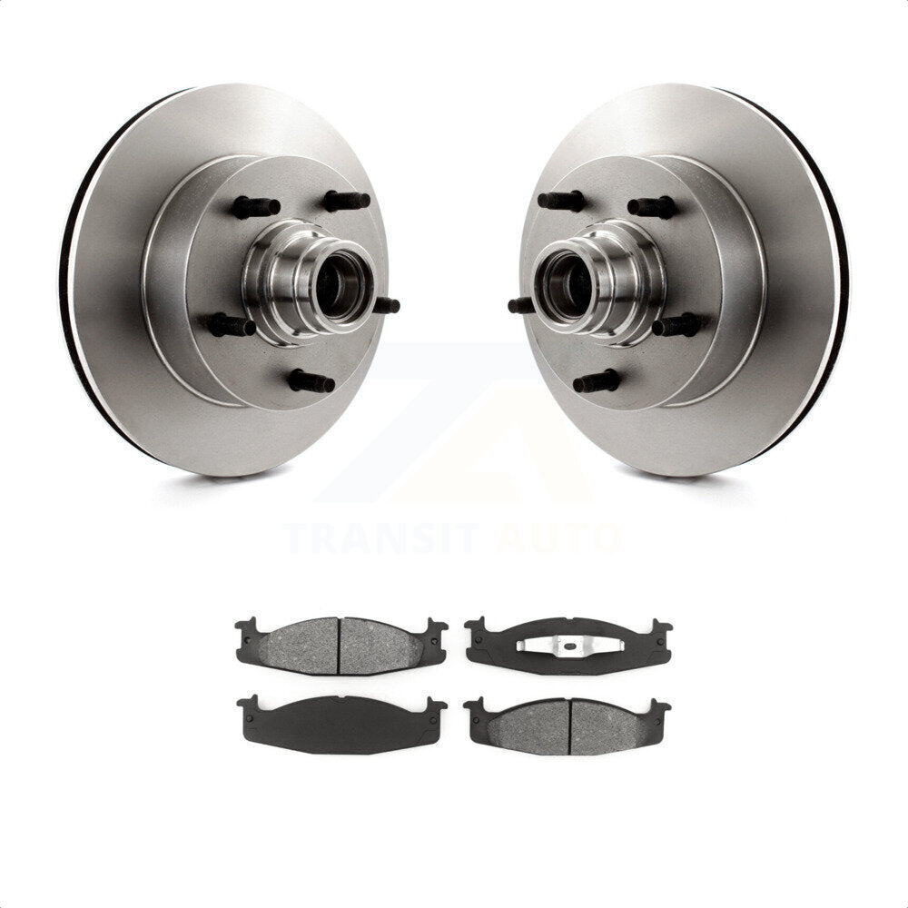 Front Disc Brake Rotors Hub Assembly And Semi-Metallic Pads Kit For Ford E-150 Econoline Club Wagon K8S-100697 by Transit Auto