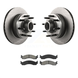 Front Disc Brake Rotors Hub Assembly And Semi-Metallic Pads Kit For Ford E-350 Super Duty E-250 Econoline F-250 HD Club Wagon E-450 K8S-100700