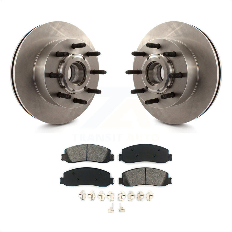 Front Disc Brake Rotors Hub Assembly And Semi-Metallic Pads Kit For Ford F-250 Super Duty F-350 With Single Rear Wheels RWD K8S-100731 by Transit Auto