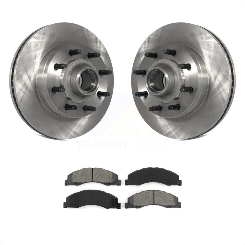 Front Disc Brake Rotors Hub Assembly And Semi-Metallic Pads Kit For Ford E-350 Super Duty E-250 E-150 E-450 Econoline K8S-100734 by Transit Auto