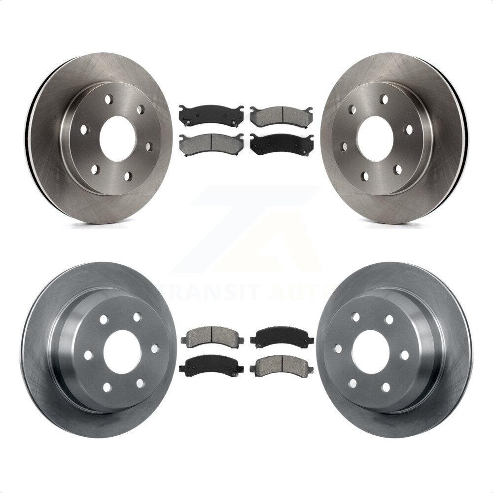 Front Rear Disc Brake Rotors And Semi-Metallic Pads Kit For 2002 Chevrolet Avalanche 1500 With Single Piston Caliper 325mm Diameter Rotor K8S-100762 by Transit Auto