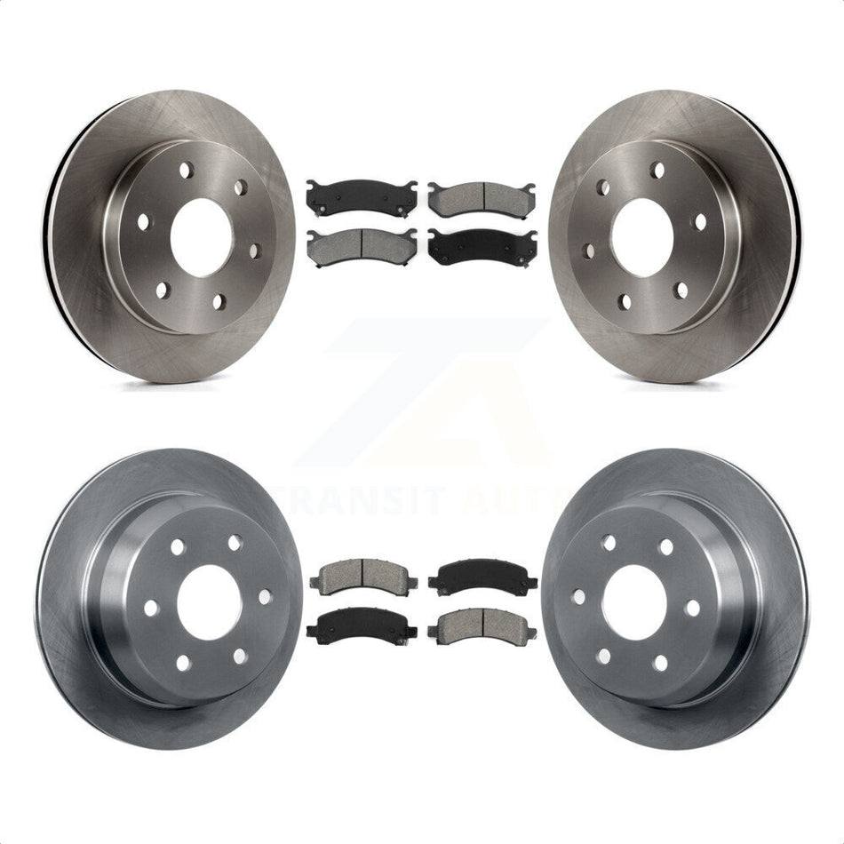 Front Rear Disc Brake Rotors And Semi-Metallic Pads Kit For 2002 Chevrolet Avalanche 1500 With Single Piston Caliper 325mm Diameter Rotor K8S-100762 by Transit Auto