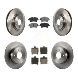 Front Rear Disc Brake Rotors And Semi-Metallic Pads Kit For 2007-2008 Mercedes-Benz SLK280 With Sport Package K8S-101349