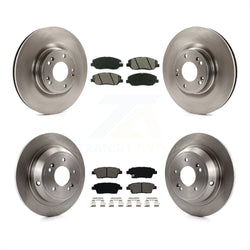 Front Rear Disc Brake Rotors And Semi-Metallic Pads Kit For Hyundai Genesis 3.8L K8S-101421