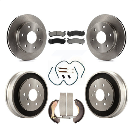 Front Rear Disc Brake Rotors Semi-Metallic Pads And Drum Kit (7Pc) For Chevrolet Silverado 1500 GMC Sierra Classic K8S-102004 by Transit Auto