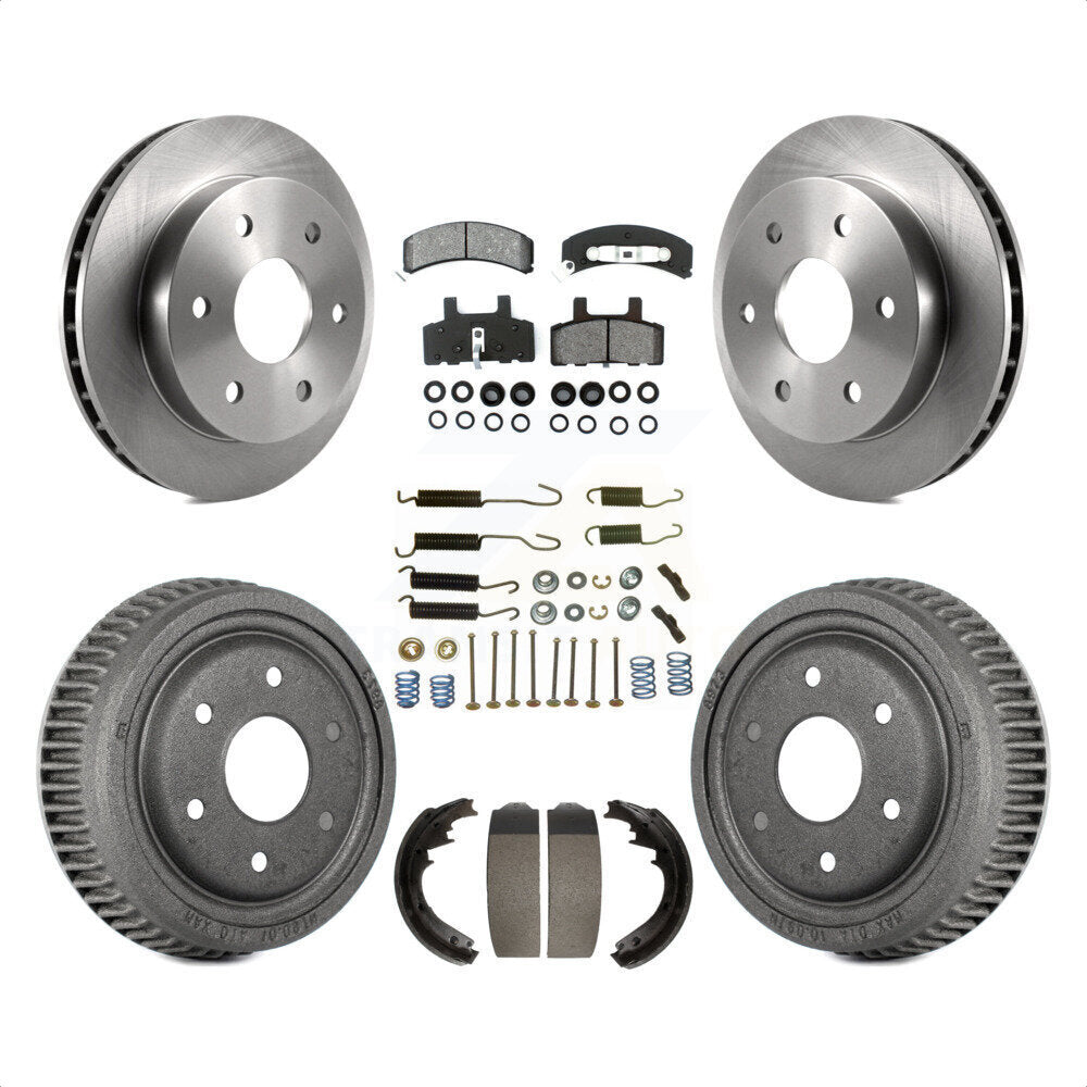 Front Rear Disc Brake Rotors Semi-Metallic Pads And Drum Kit (7Pc) For 1995-1997 GMC Yukon 2 doors with 4WD GAS engine With 11" Diameter K8S-102023 by Transit Auto