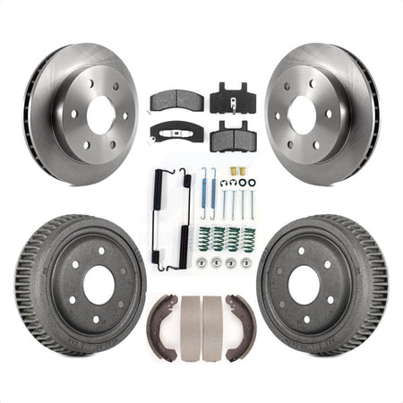 Front Rear Disc Brake Rotors Semi-Metallic Pads And Drum Kit (7Pc) For 1995-1997 GMC Yukon 2 doors with 4WD DIESEL engine With 10" Diameter K8S-102026 by Transit Auto