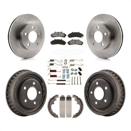 Front Rear Disc Brake Rotors Semi-Metallic Pads And Drum Kit (7Pc) For Ford Ranger Mazda B3000 B4000 With 9" Diameter 4WD K8S-102033 by Transit Auto