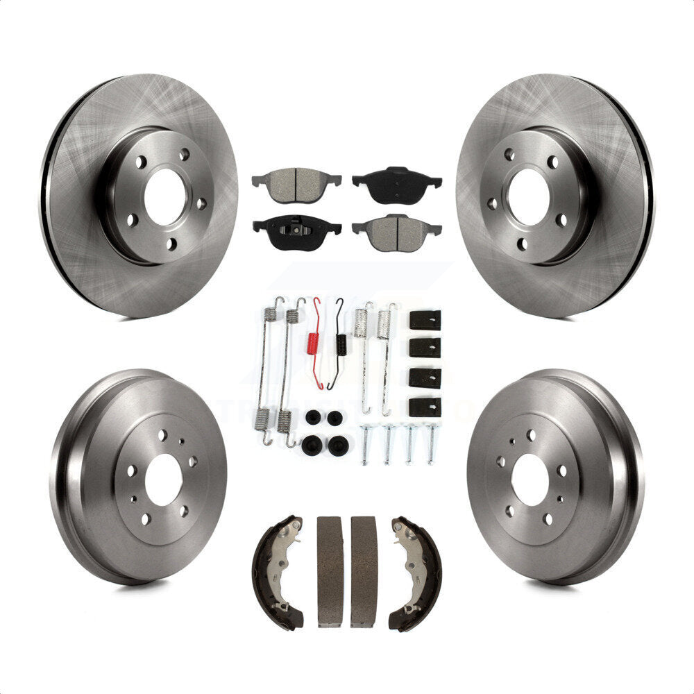 Front Rear Disc Brake Rotors Semi-Metallic Pads And Drum Kit (7Pc) For Ford Focus FMSI=1004 K8S-102047 by Transit Auto