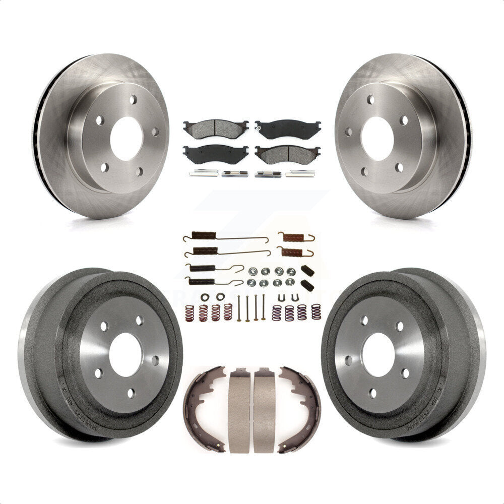 Front Rear Disc Brake Rotors Semi-Metallic Pads And Drum Kit (7Pc) For 2000-2001 Dodge Ram 1500 4WD K8S-102060 by Transit Auto