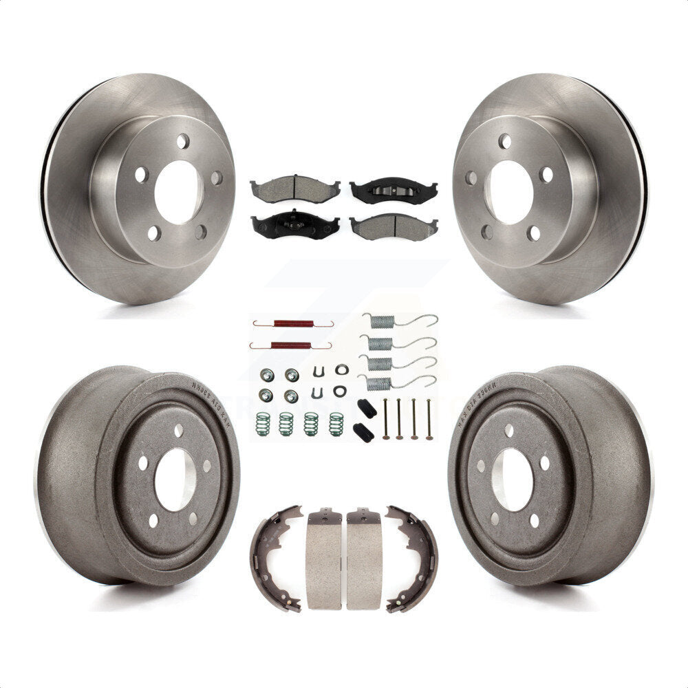 Front Rear Disc Brake Rotors Semi-Metallic Pads And Drum Kit (7Pc) For Jeep Wrangler TJ K8S-102063 by Transit Auto