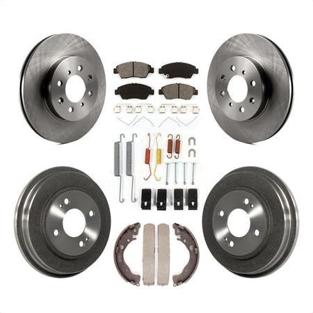 Front Rear Disc Brake Rotors Semi-Metallic Pads And Drum Kit (7Pc) For Honda Fit K8S-102088 by Transit Auto