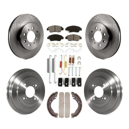 Front Rear Disc Brake Rotors Semi-Metallic Pads And Drum Kit (7Pc) For 2013 Honda Fit DX with GAS engine K8S-102089 by Transit Auto