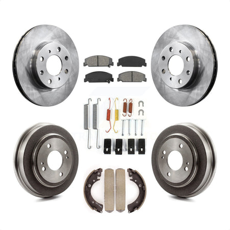 Front Rear Disc Brake Rotors Semi-Metallic Pads And Drum Kit (7Pc) For Honda Civic K8S-102091 by Transit Auto