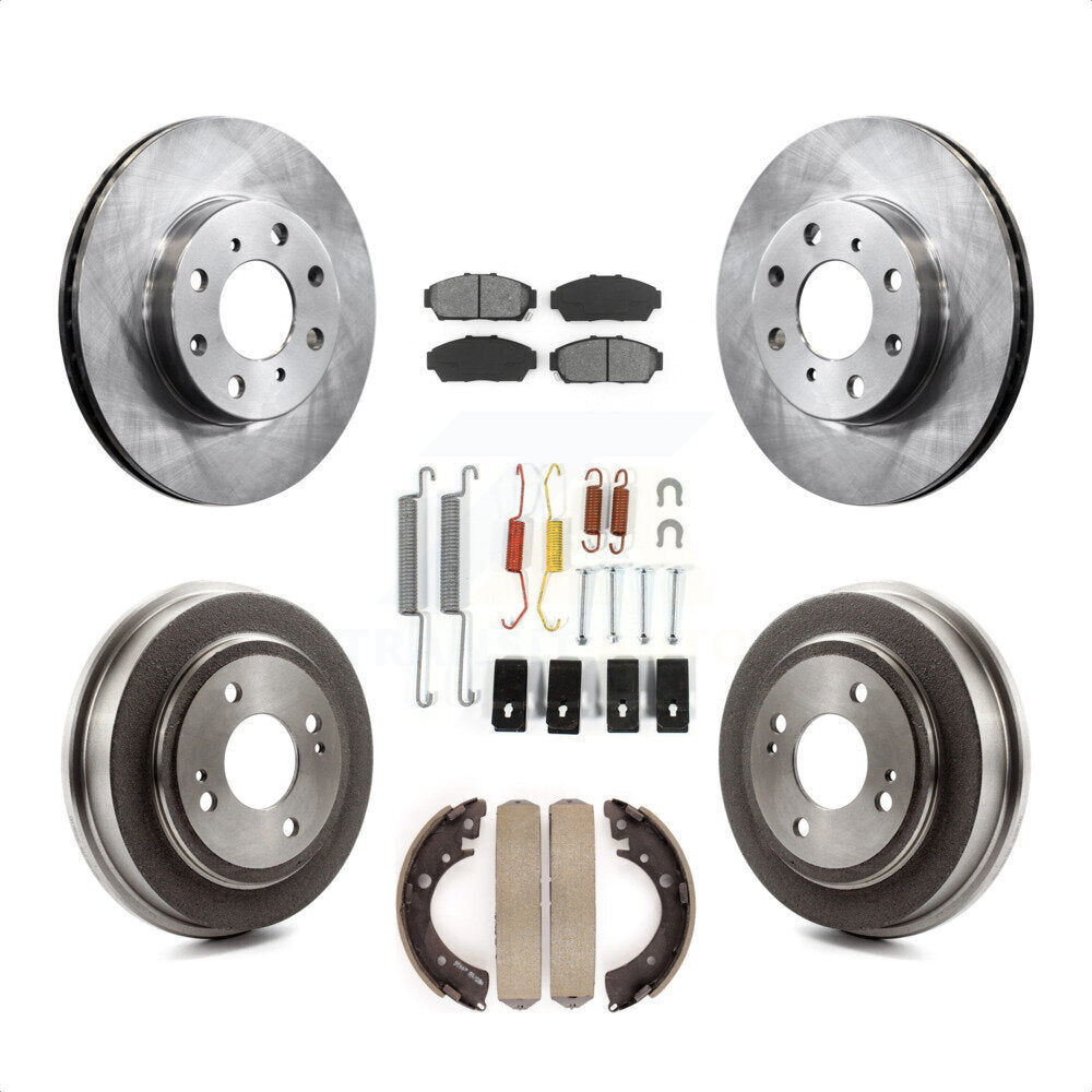 Front Rear Disc Brake Rotors Semi-Metallic Pads And Drum Kit (7Pc) For 1994-1995 Honda Civic EX with Sedan Automatic transmission Non-ABS K8S-102094 by Transit Auto