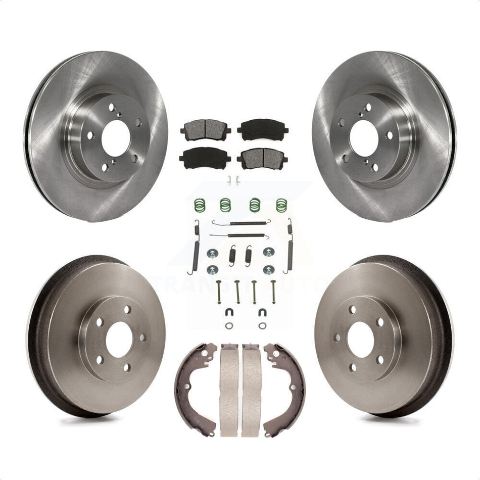 Front Rear Disc Brake Rotors Semi-Metallic Pads And Drum Kit (7Pc) For 1998-2002 Subaru Forester 4-Wheel ABS K8S-102116 by Transit Auto