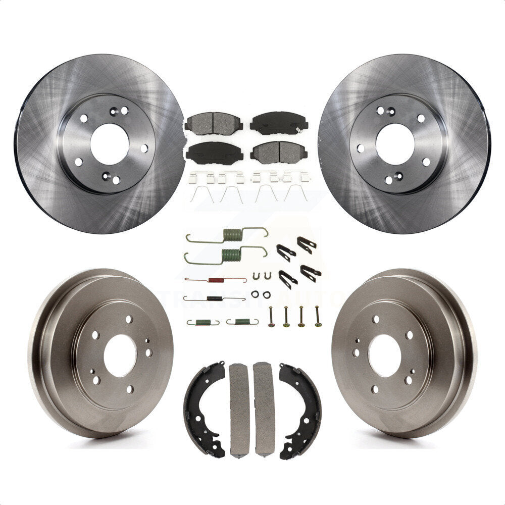 Front Rear Disc Brake Rotors Semi-Metallic Pads And Drum Kit (7Pc) For Honda Accord Fit K8S-102120 by Transit Auto