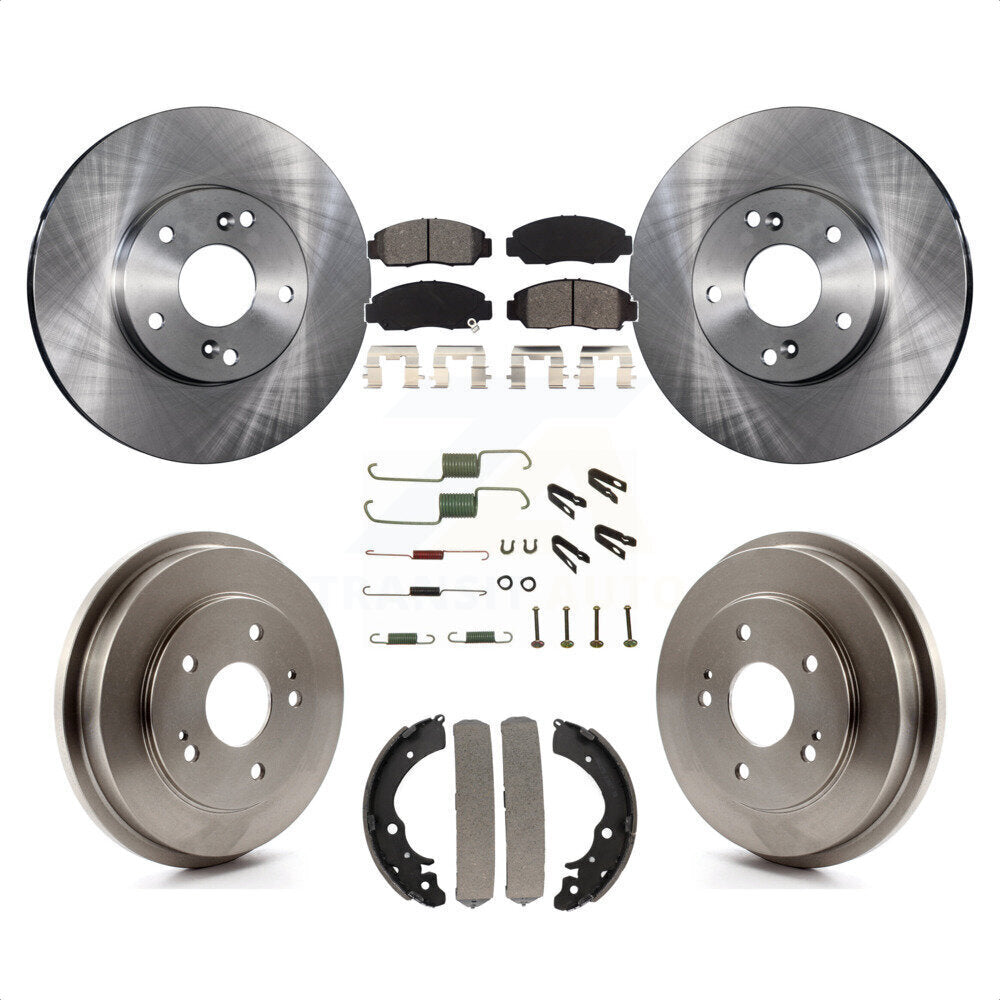 Front Rear Disc Brake Rotors Semi-Metallic Pads And Drum Kit (7Pc) For Honda Accord Civic K8S-102121 by Transit Auto