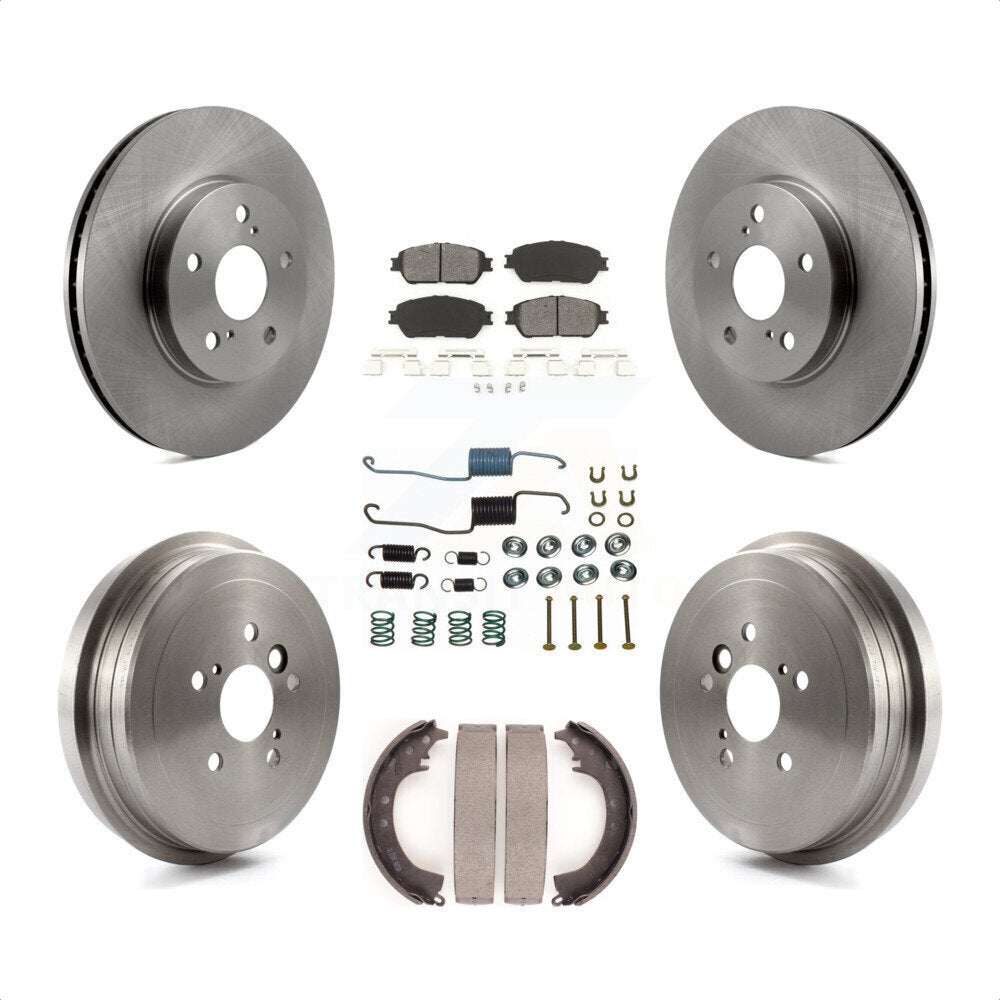 Front Rear Disc Brake Rotors Semi-Metallic Pads And Drum Kit (7Pc) For 2005-2006 Toyota Camry SE XLE Vehicles Manufactured In Japan K8S-102145 by Transit Auto