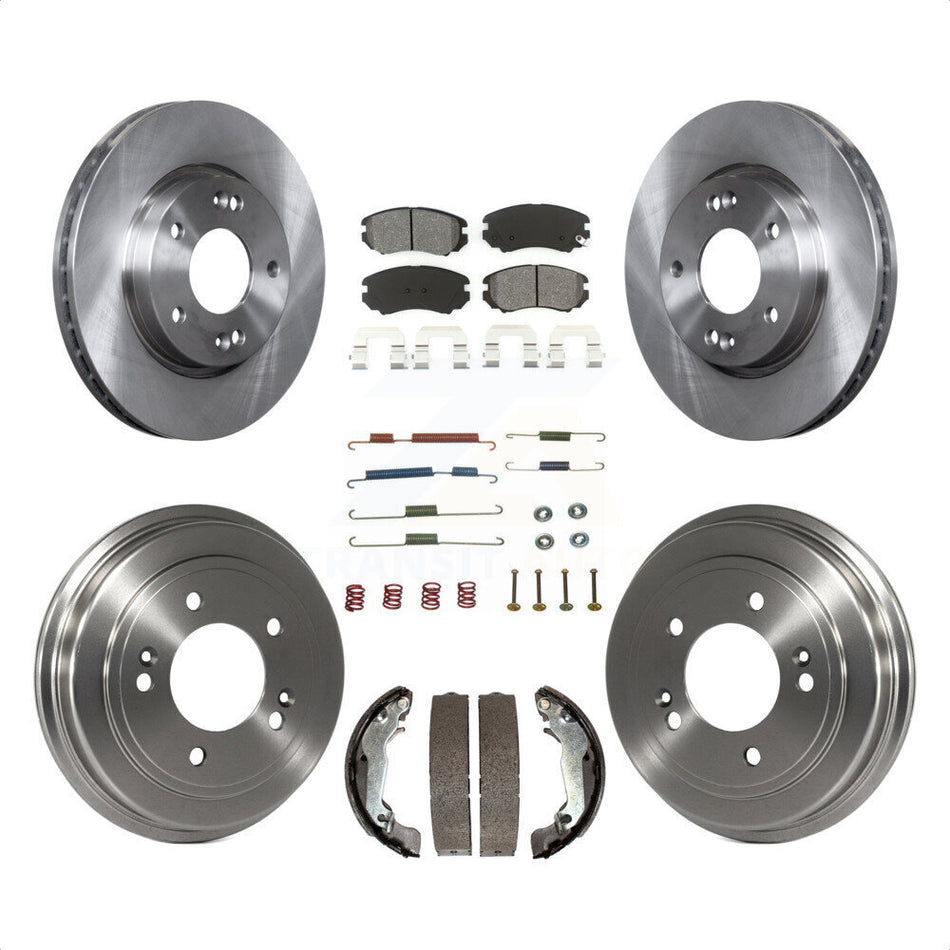 Front Rear Disc Brake Rotors Semi-Metallic Pads And Drum Kit (7Pc) For Hyundai Elantra K8S-102163 by Transit Auto