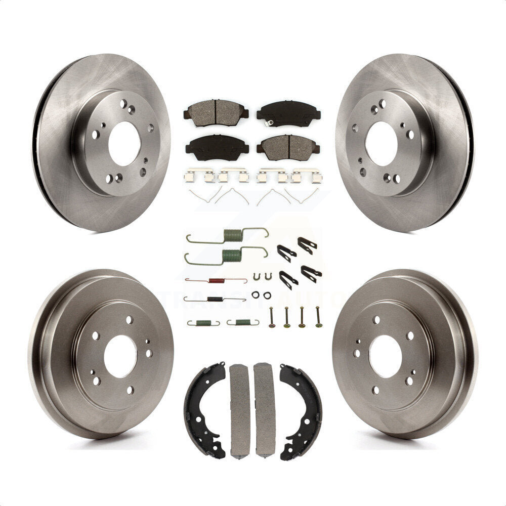 Front Rear Disc Brake Rotors Semi-Metallic Pads And Drum Kit (7Pc) For Honda Civic K8S-102167 by Transit Auto