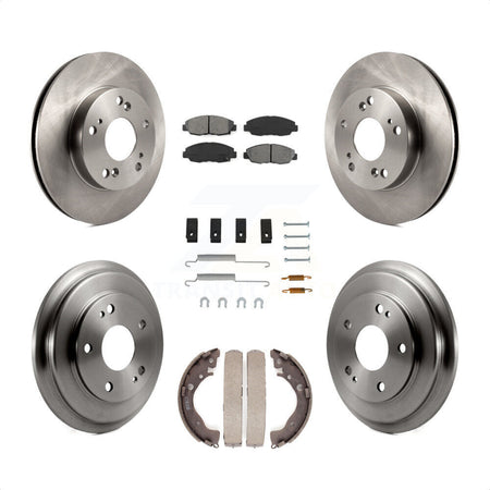 Front Rear Disc Brake Rotors Semi-Metallic Pads And Drum Kit (7Pc) For Honda Civic K8S-102170 by Transit Auto