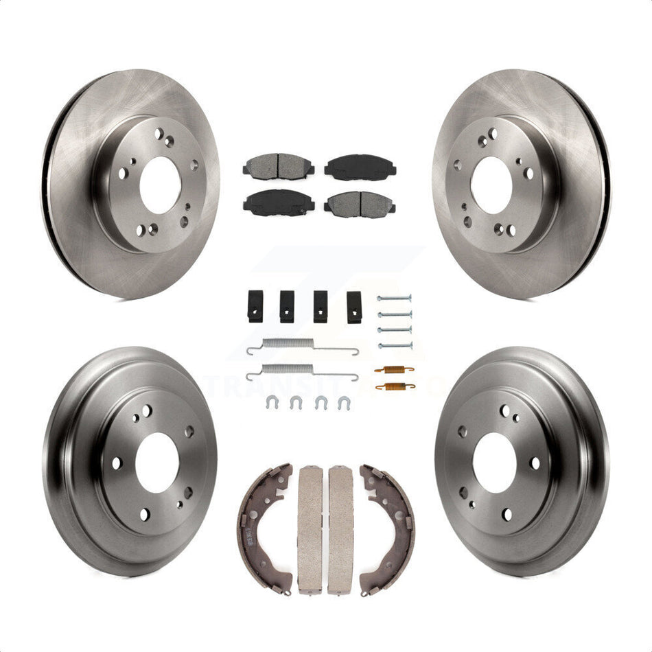 Front Rear Disc Brake Rotors Semi-Metallic Pads And Drum Kit (7Pc) For Honda Civic K8S-102170 by Transit Auto