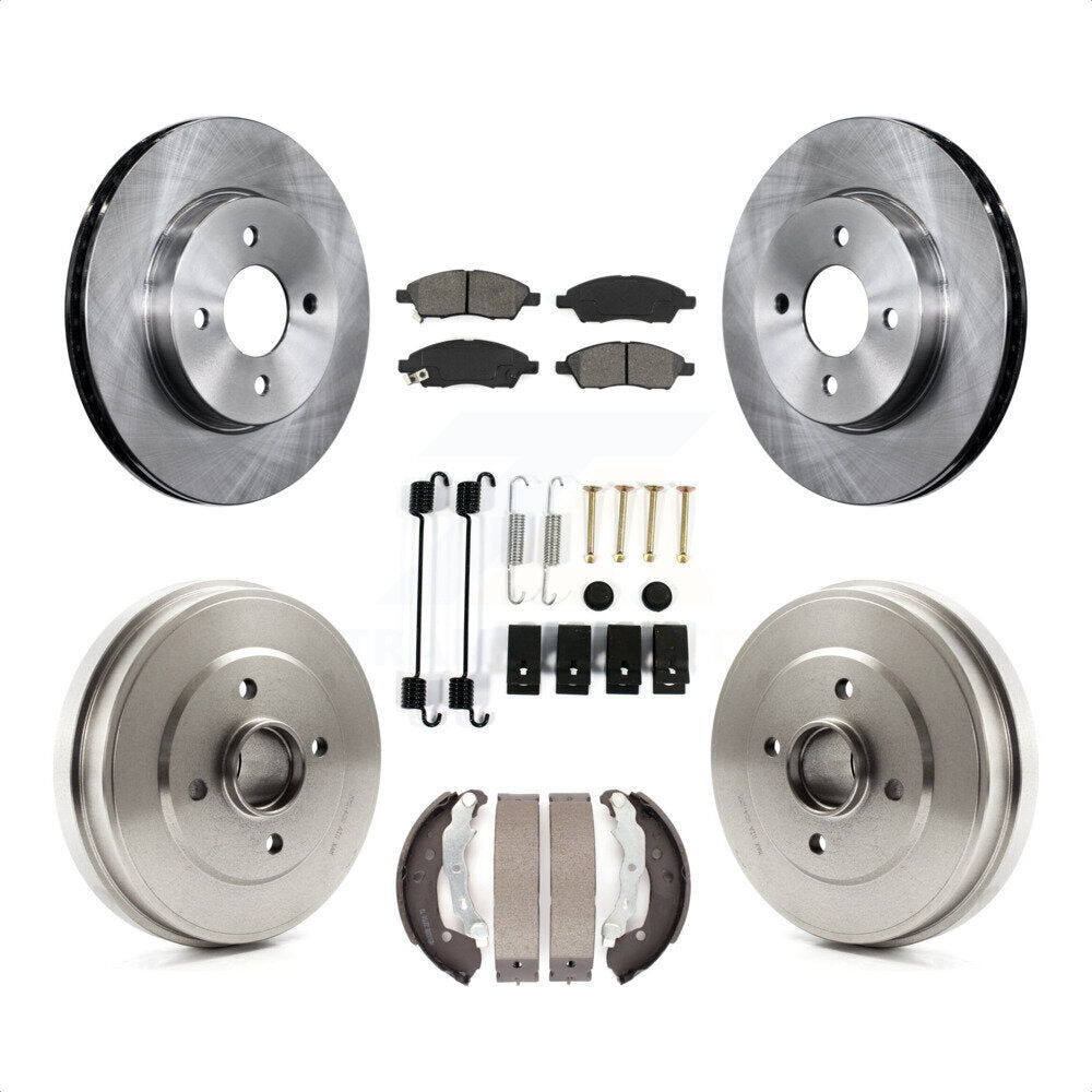 Front Rear Disc Brake Rotors Semi-Metallic Pads And Drum Kit (7Pc) For Nissan Versa Note Micra K8S-102172 by Transit Auto