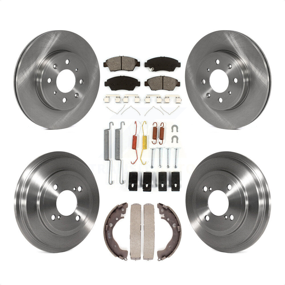 Front Rear Disc Brake Rotors Semi-Metallic Pads And Drum Kit (7Pc) For 2015-2020 Honda Fit K8S-102175 by Transit Auto