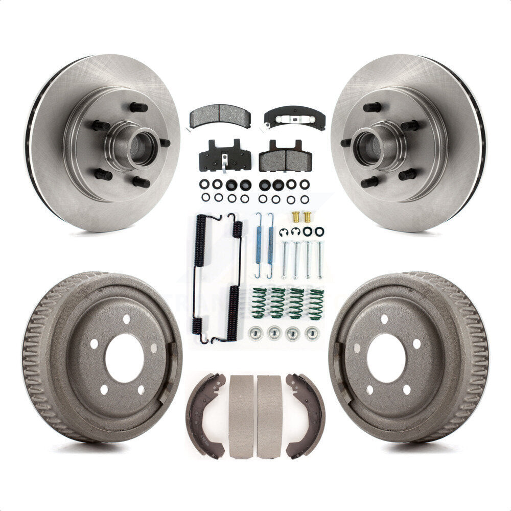 Front Rear Disc Brake Rotors Hub Assembly Semi-Metallic Pads And Drum Kit (7Pc) For 1988-1991 C1500 Chevrolet GMC K8S-102208 by Transit Auto