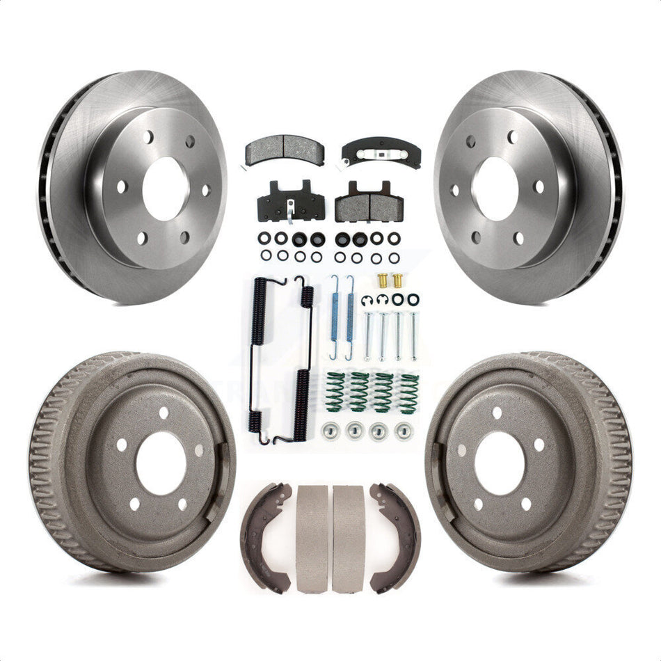 Front Rear Disc Brake Rotors Semi-Metallic Pads And Drum Kit (7Pc) For GMC Yukon 4WD With 10" Diameter 5 Lug Wheels K8S-102314 by Transit Auto