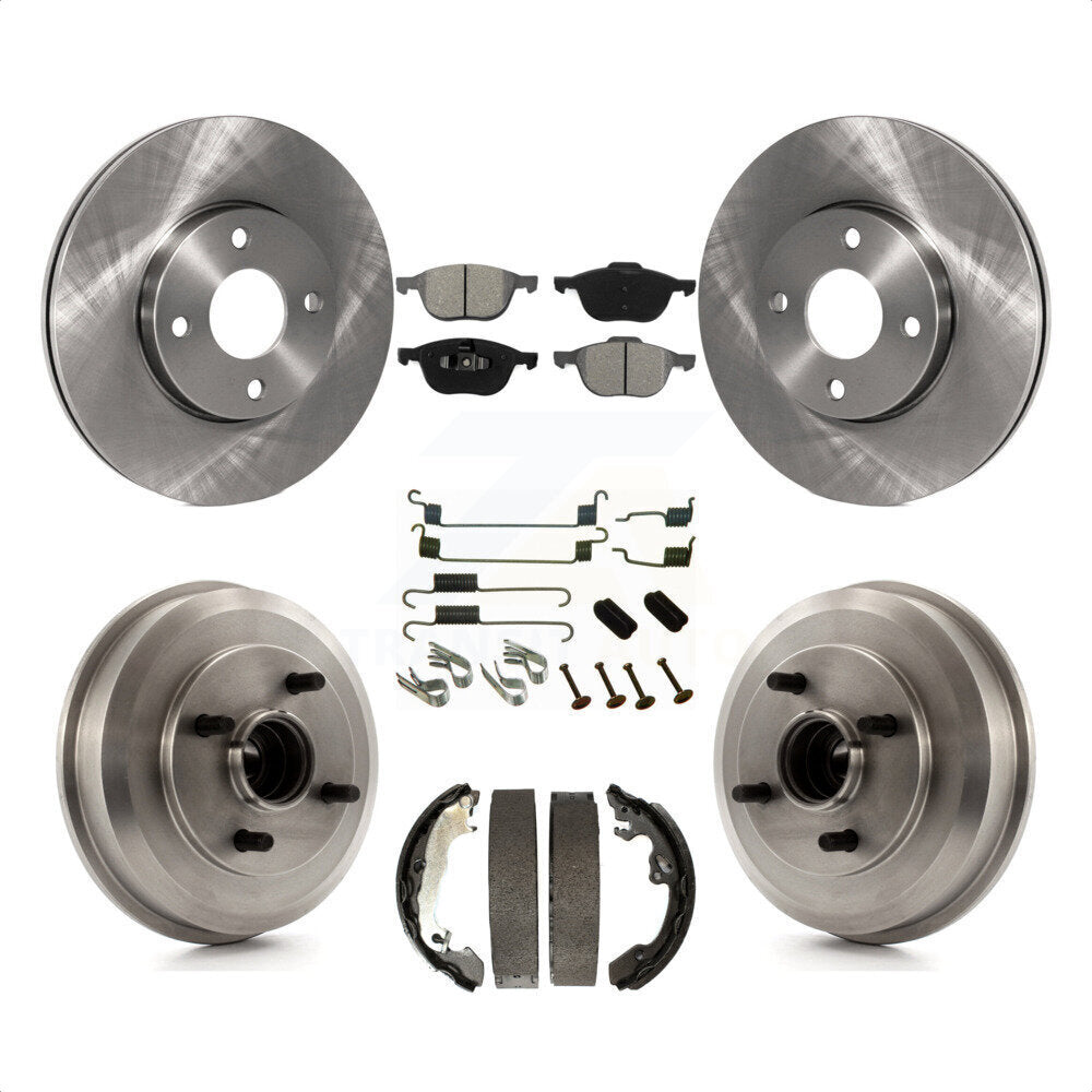 Front Rear Disc Brake Rotors Semi-Metallic Pads And Drum Kit (7Pc) For 2005-2007 Ford Focus Wheel Bearing Includes K8S-102328 by Transit Auto