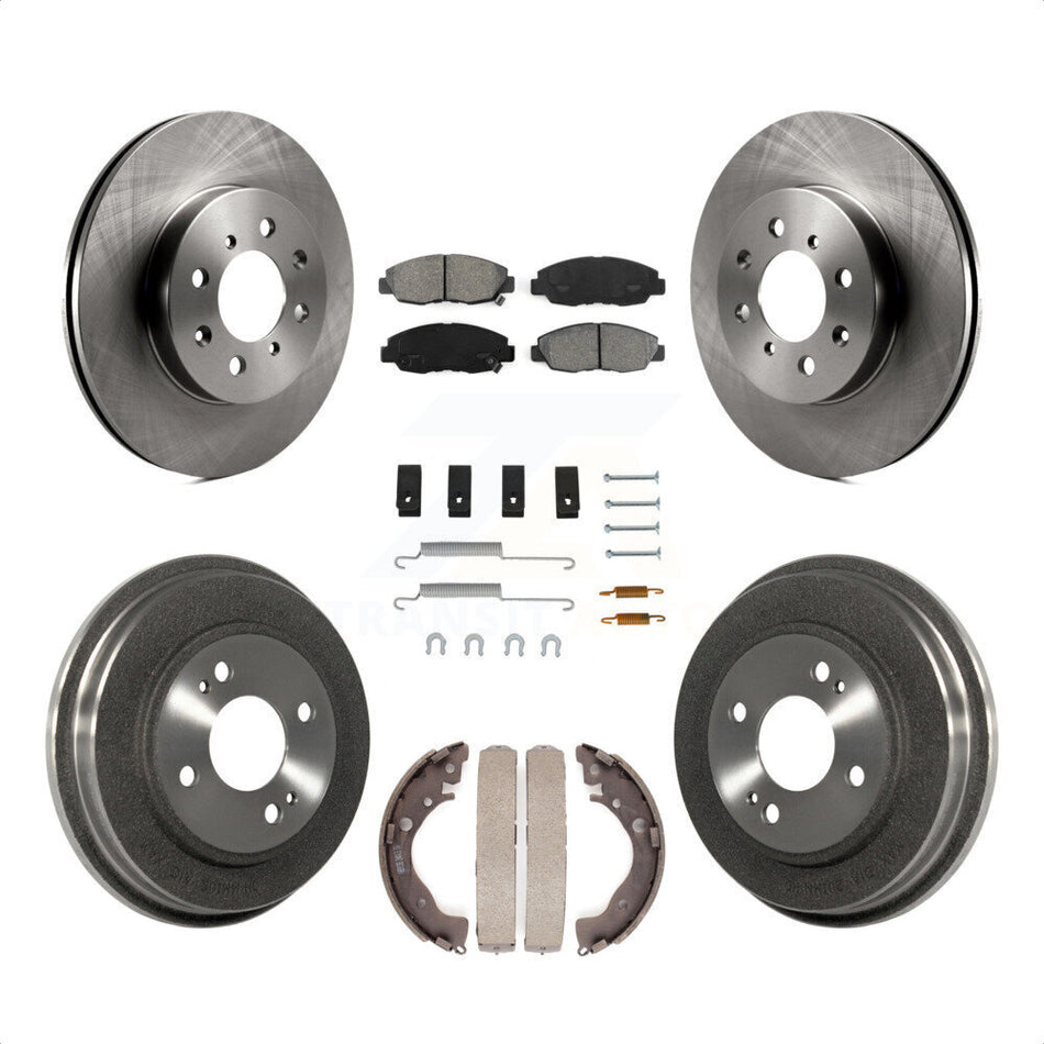 Front Rear Disc Brake Rotors Semi-Metallic Pads And Drum Kit (7Pc) For Honda Insight K8S-102355 by Transit Auto