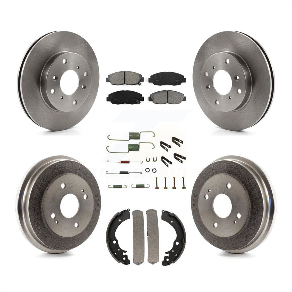 Front Rear Disc Brake Rotors Semi-Metallic Pads And Drum Kit (7Pc) For Honda Accord K8S-102371 by Transit Auto