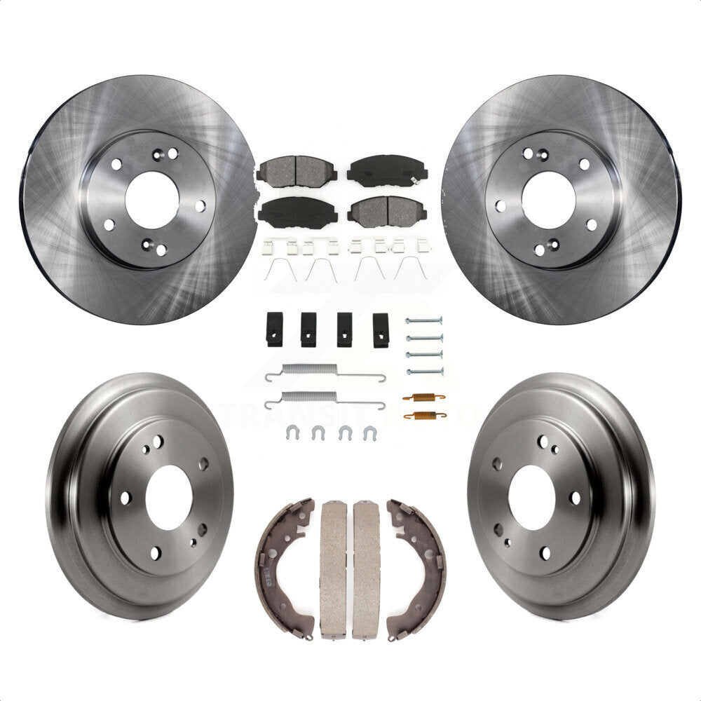 Front Rear Disc Brake Rotors Semi-Metallic Pads And Drum Kit (7Pc) For Honda Civic K8S-102375 by Transit Auto