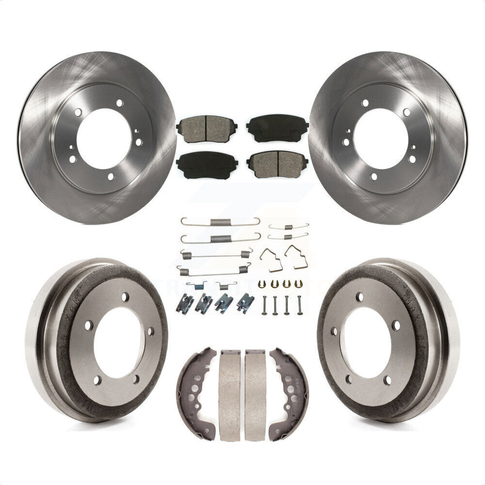 Front Rear Disc Brake Rotors Semi-Metallic Pads And Drum Kit (7Pc) For 2004 Suzuki Grand Vitara From Chassis VIN #44103257 K8S-102379 by Transit Auto