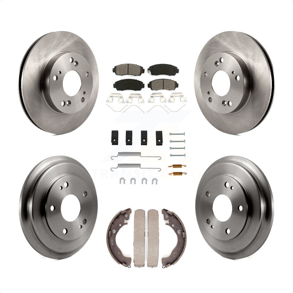 Front Rear Disc Brake Rotors Semi-Metallic Pads And Drum Kit (7Pc) For 2015 Honda Civic LX with Manual transmission K8S-102403 by Transit Auto