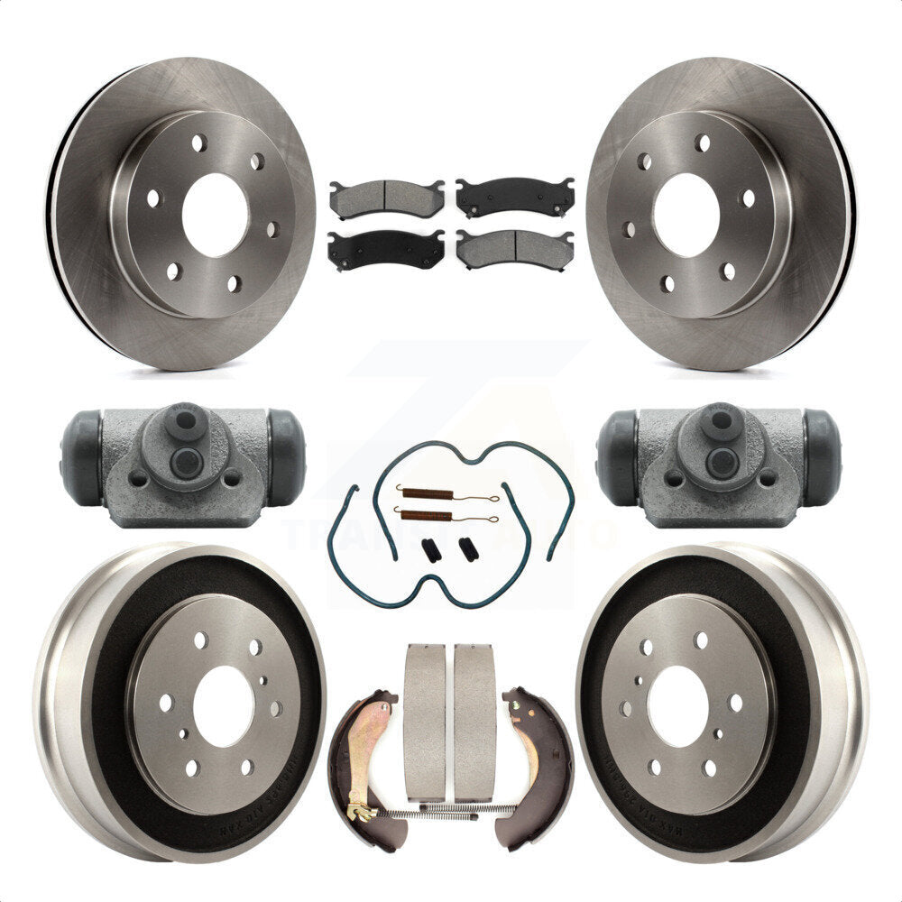 Front Rear Disc Brake Rotors Semi-Metallic Pads And Drum Kit (9Pc) For Chevrolet Silverado 1500 GMC Sierra Classic With 6400 Lb GVW K8S-102474 by Transit Auto