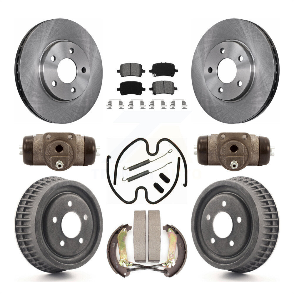 Front Rear Disc Brake Rotors Semi-Metallic Pads And Drum Kit (9Pc) For 2004 Chevrolet Malibu rear brakes With 276mm Diameter Rotor K8S-102483 by Transit Auto