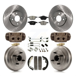 Front Rear Disc Brake Rotors Semi-Metallic Pads And Drum Kit (9Pc) For 2005-2007 Ford Focus Wheel Bearing Includes K8S-102510