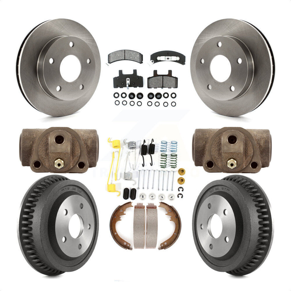 Front Rear Disc Brake Rotors Semi-Metallic Pads And Drum Kit (9Pc) For 1994-1999 Dodge Ram 1500 4WD K8S-102515 by Transit Auto